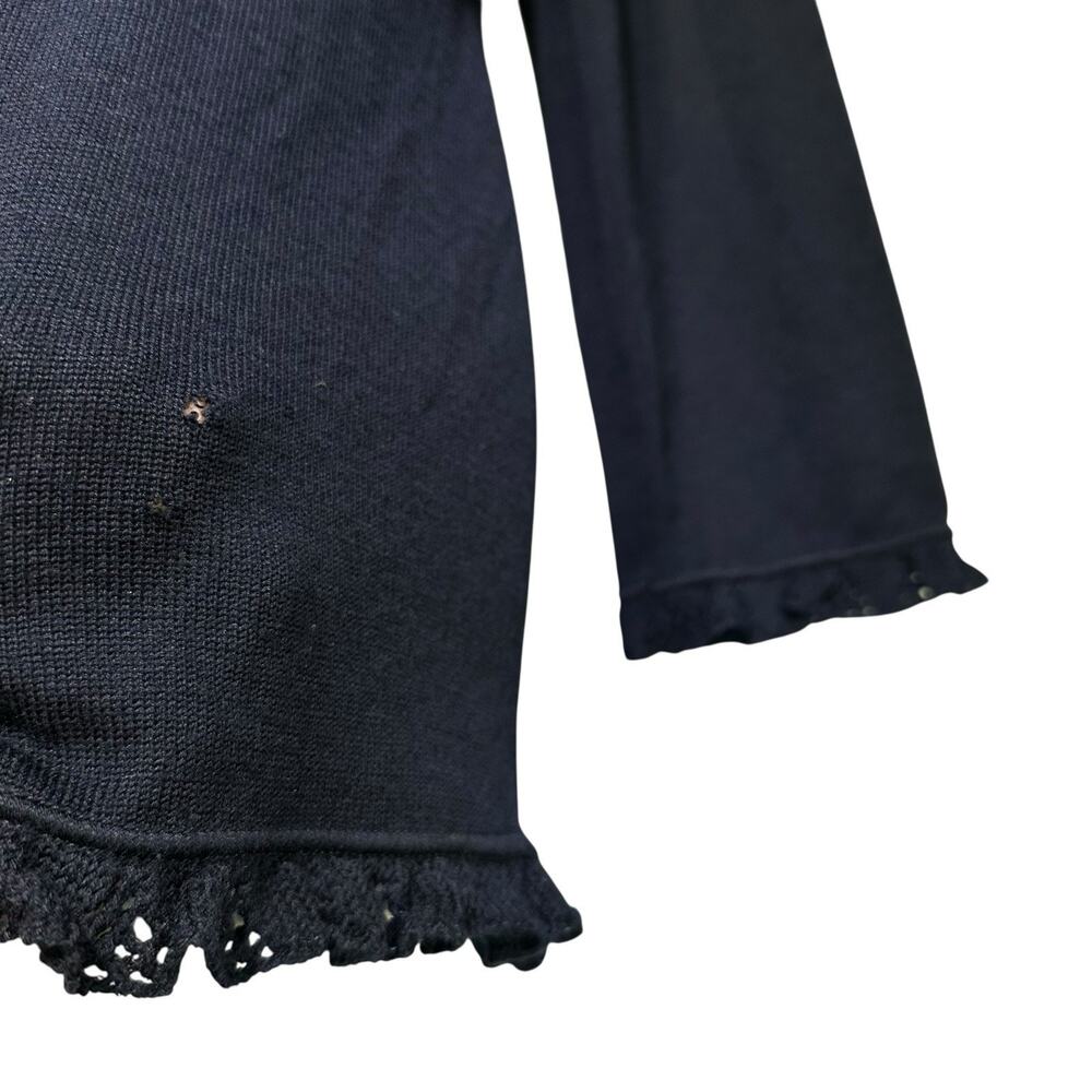 Valentino Studio Italy Navy Button Cardigan Sweater Lace Trim Size 8 EU 42 - Picture 5 of 5